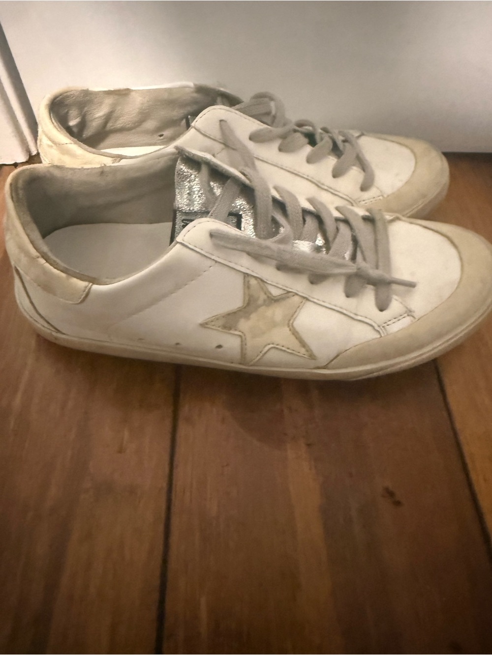 White Low-Top Sneakers with Star Accent